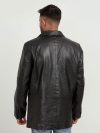 Adan Traditional Black Leather Coat - Back
