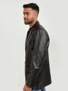 Adan Traditional Black Leather Coat - Left
