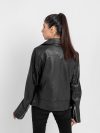 Alexandria Washy Black Leather Moto Jacket - Back