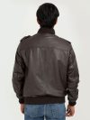 Amenadiel Brown Leather Bomber Jacket - Back