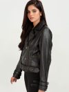 Arabella Moto Black Leather Jacket - Left