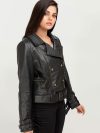Arabella Moto Black Leather Jacket - Right