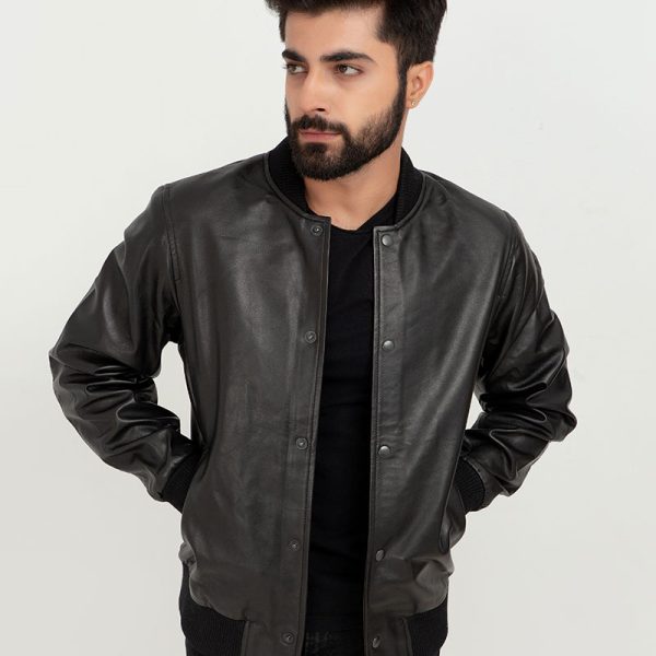 Archer Black Bomber Leather Contemporary Jacket - Front