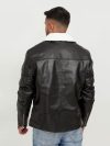 Aster Black & White Snowdrift Leather Bomber Jacket - Back