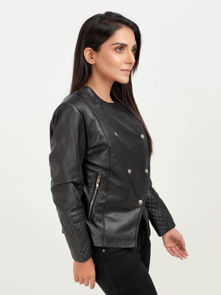 Blair Upper East Side Black Leather Jacket - Right
