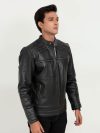 Bryant Black Moto Leather Jacket - Right