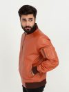 Bryce Snug Brown Leather Bomber Jacket - Right