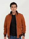 Colt Tan Suede Bomber Leather Jacket - Open