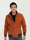 Colt Tan Suede Bomber Leather Jacket - Zipped