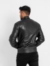 Connery Black Leather Moto Jacket - Back