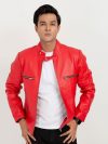 Dante Vibrant Red Moto Leather Jacket - Front