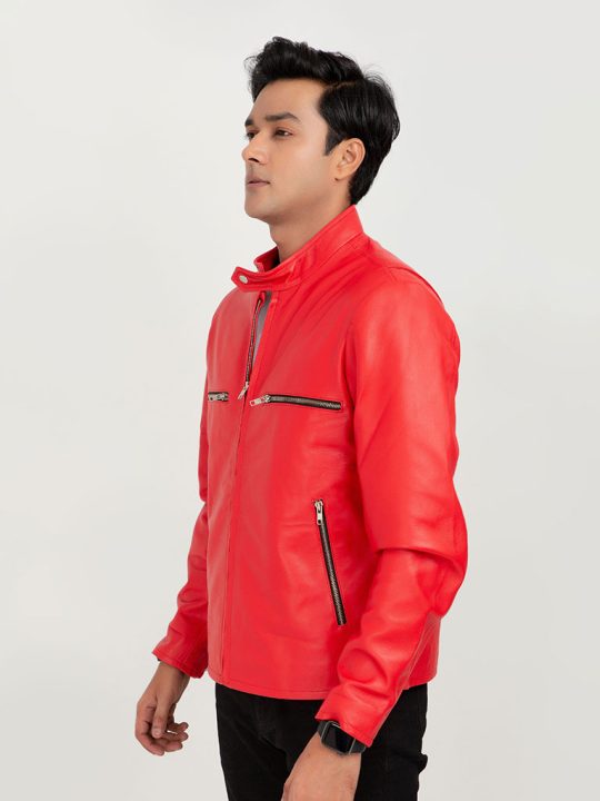 Dante Vibrant Red Moto Leather Jacket - Right