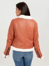 Decker Red-Orange with White Fur Leather Jacket - Back