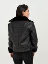 Edwina Black Aviator Leather Jacket - Back