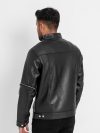 Elliot Slim Suited Black Leather Jacket - Back