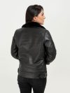 Emalyn Black Biker Leather Jacket - Back