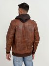 Fritz Brown Hoodie Leather Jacket - Back