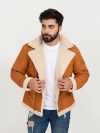 Gael Faux Fur Tain Tango B-3 Bomber Leather Jacket - Front