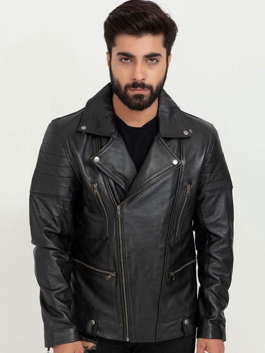 Jenson Black Moto Leather Jacket - Zipped