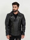 Jenson Black Moto Leather Jacket - Zoom