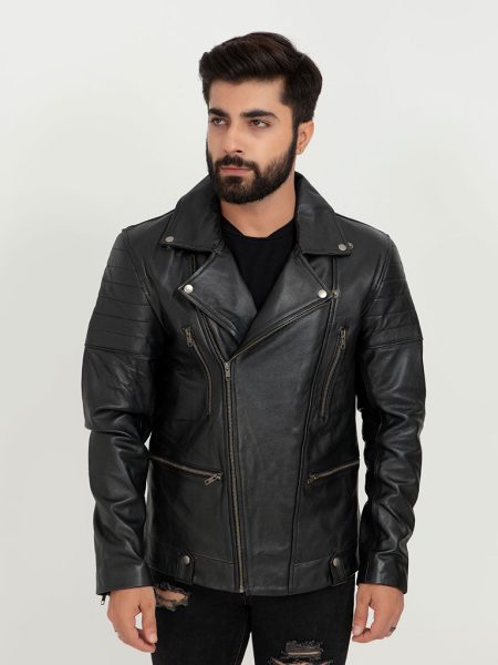 Jenson Black Moto Leather Jacket - Zoom
