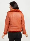 Kate Red-Orange Aviator Leather Jacket - Back