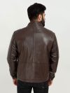 Landon Brown Quilted Biker Leather Jacket - Back