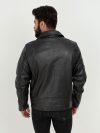 Marco Sheen Black Leather Biker Jacket - Back