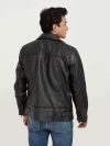 Mykel Quilted Black Leather Jacket - Back