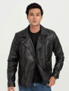 Mykel Quilted Black Leather Jacket - Zoom