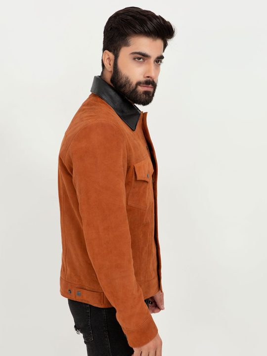 Nolan Brown Suede Shirt Leather Jacket - Right
