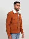 Novak Shearling Tan Suede Leather Jacket - Right