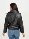Opal Riveted Black Leather Biker Jacket - Back