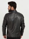 Raul Slim-Fit Ionic Black Leather Jacket - Back
