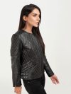 Renaissance Quilted Black Leather Moto Jacket - Right