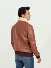 Rowan Brown Aviator Leather Jacket - Back