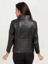Roxette Quilted Black Slim Leather Jacket - Back