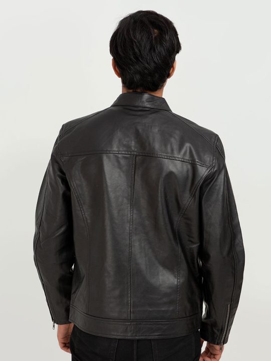 Ryerson Black Leather Bike Jacket - Back