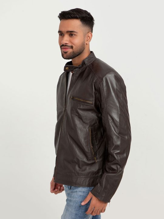 Ryerson Brown Leather Biker Jacket - Right