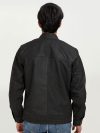 Samael Black Matte Racer Buff Leather Jacket - Back
