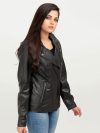 Sierra Black Leather Biker Jacket - Right