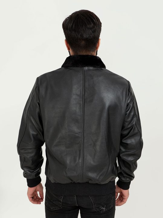 Storm Faux-fur Embellished Black Leather Jacket - Back