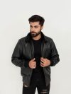 Storm Faux-fur Embellished Black Leather Jacket - Front