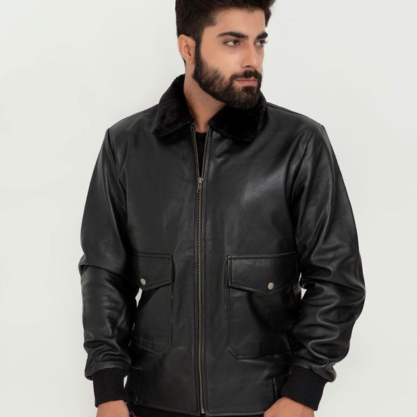 Storm Faux-fur Embellished Black Leather Jacket - Zipped