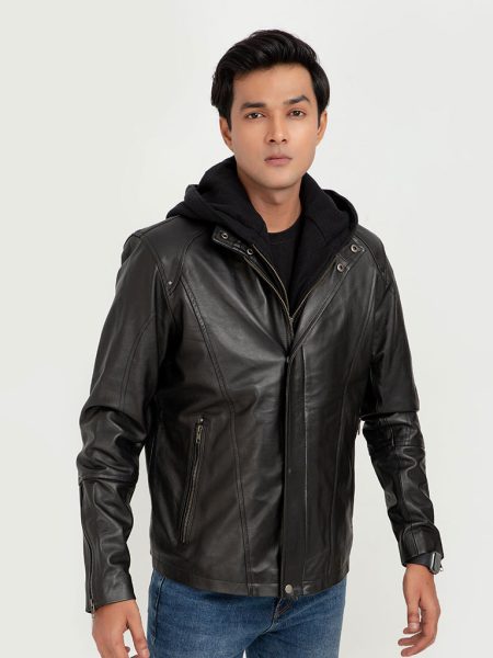 Teen Spirit Black Leather Jacket - Front Zipped