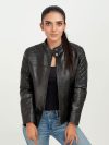 The Bella Quilted Biker Leather Jacket - Front
