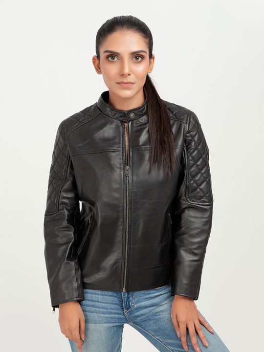 The Bella Quilted Biker Leather Jacket - Zipped