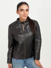 The Bella Quilted Biker Leather Jacket - Zoom